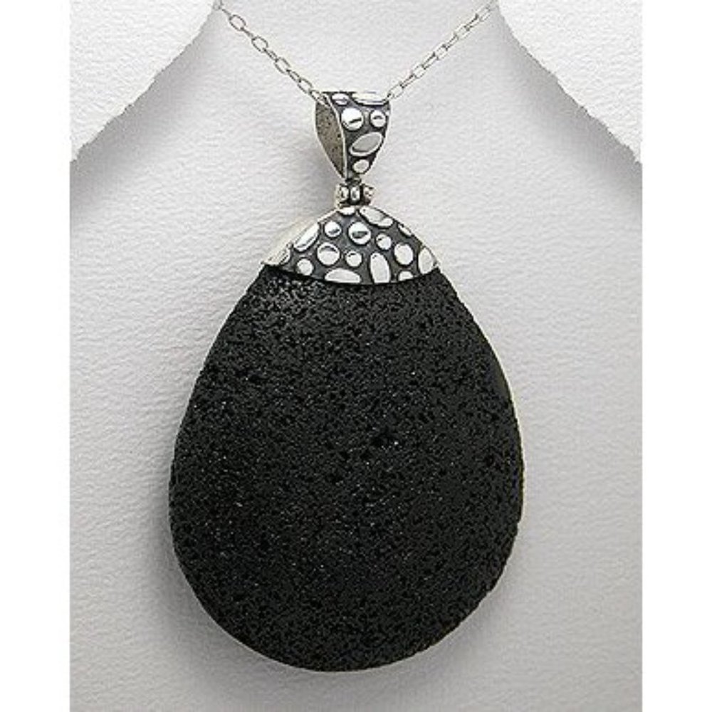 Sterling Silver Lava Rock Pendant - NEW